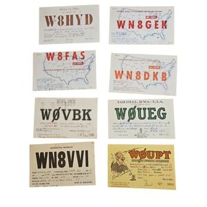 Lot of 8 Vintage 1950s Colorado, Iowa, Kansas, USA‎ Ham Amateur Radio QSL Cards